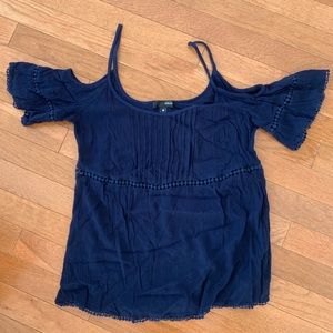 Aqua navy blue off the shoulder top